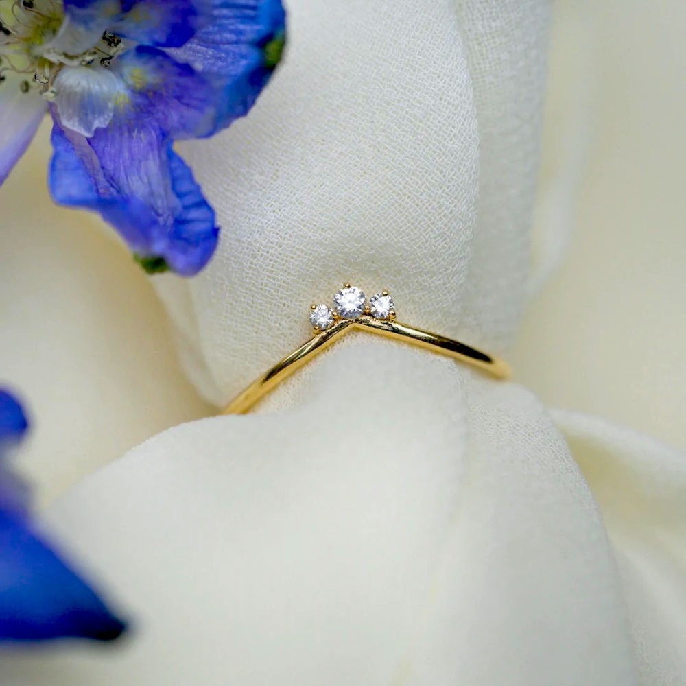 V Ring - Solid Gold & Diamonds